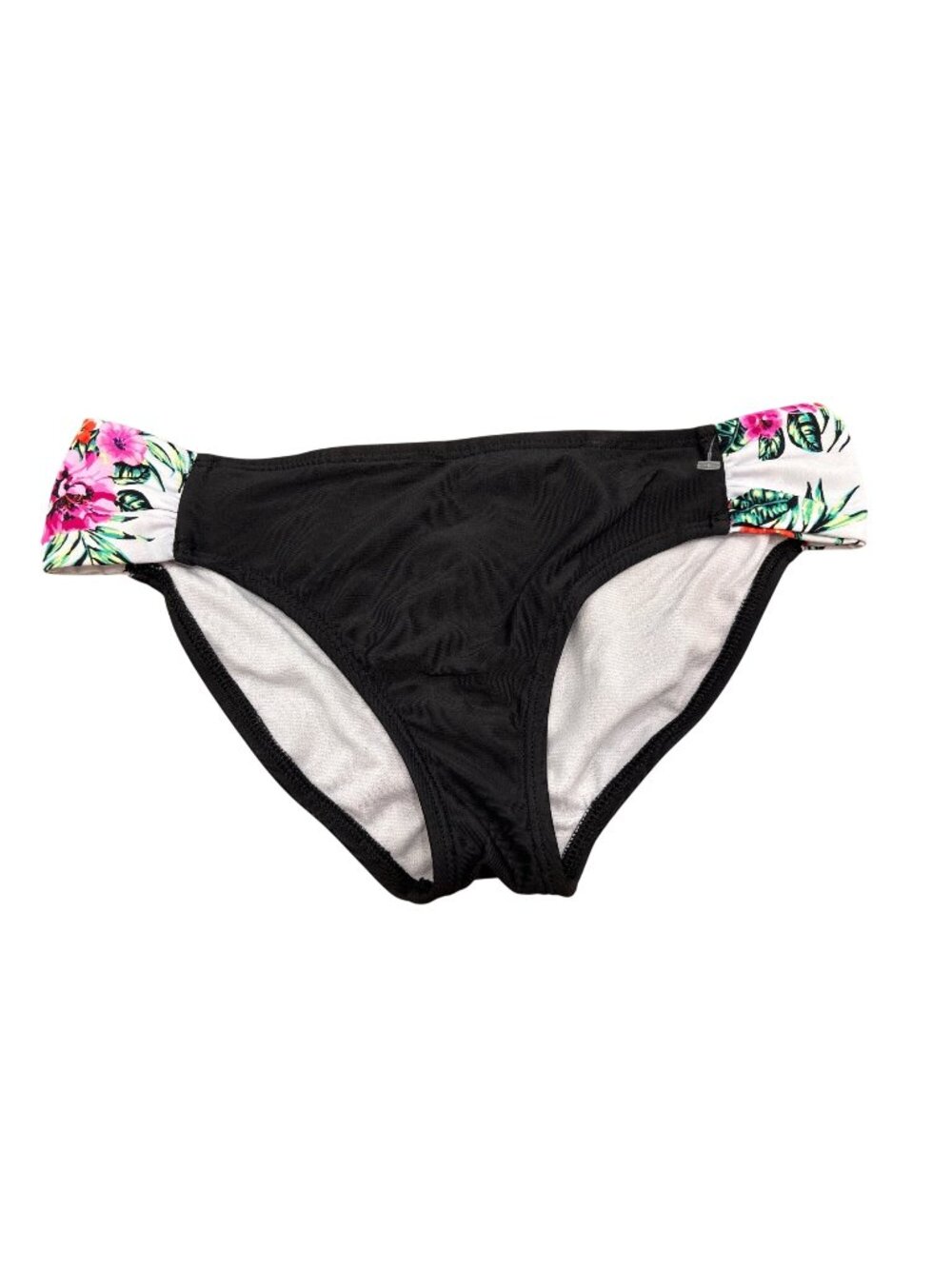 Glitter Beach 12 Black Floral Side Panel Lined Bikini Bottom Floralcore Kitschy